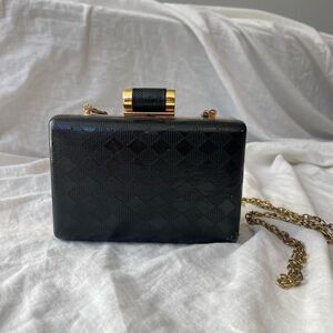 Unknown Brand Mini Bag Square Black Diamond Checkered Patterned Clutch